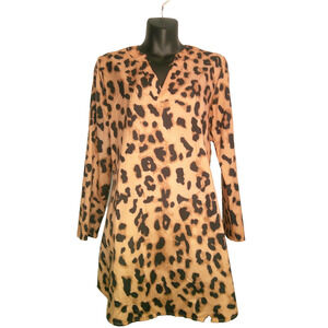 ePretty Long Sleeve V-neck Leopard Blouse Women's Medium Roll up Sleeve